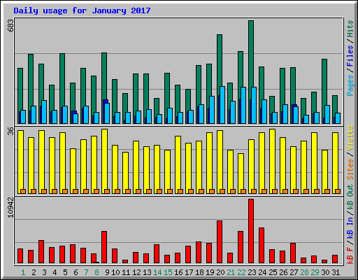 Daily usage for January 2017