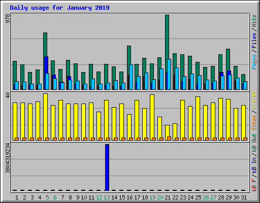 Daily usage for January 2019