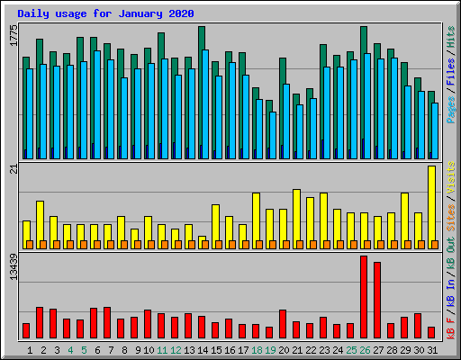 Daily usage for January 2020