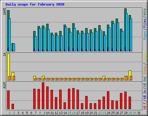 Daily usage for February 2020