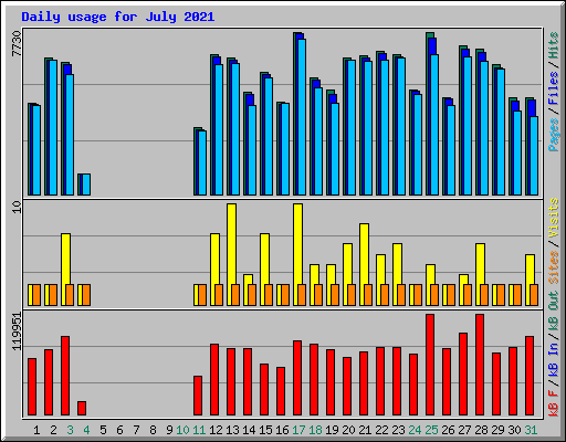 Daily usage for July 2021