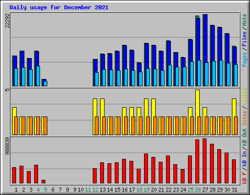 Daily usage for December 2021