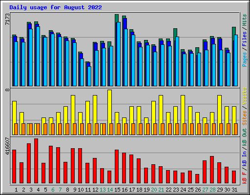 Daily usage for August 2022