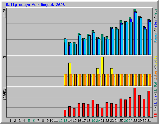 Daily usage for August 2023