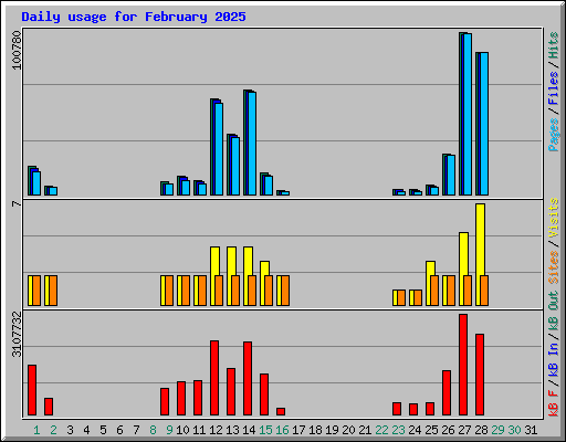 Daily usage for February 2025